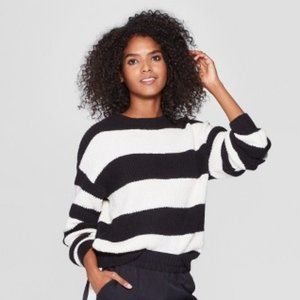 Wild Fable - Black & White Striped Crew Sweater